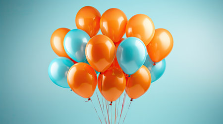 Colorful balloons arranged in a vibrant bunch, floating against a clean white background,の素材