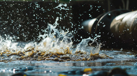impact of wastewater with a dynamic image of splashing dirty waterの素材