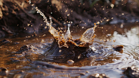 impact of wastewater with a dynamic image of splashing dirty waterの素材
