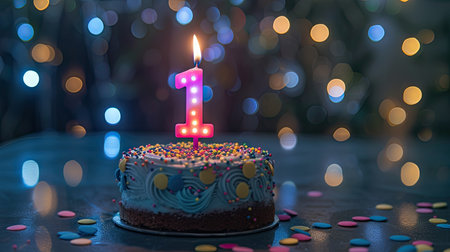 Enhance birthday joy with a number 1 candle for celebrationの素材
