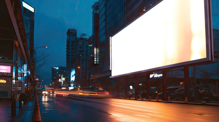 A mock-up screen background for various billboards and information, providing a versatile template for digital display and advertising in an urban environmentの素材