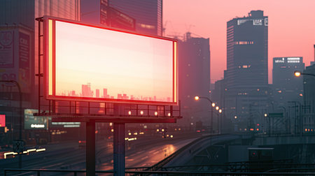 A mock-up screen background for various billboards and information, providing a versatile template for digital display and advertising in an urban environmentの素材