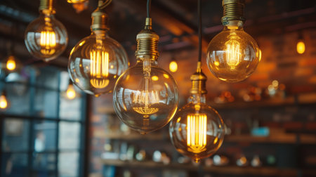 Vintage lamp and ceiling light bulbs, creating a decorative and classic ambiance, perfect for enhancing the home's vintage decorの素材