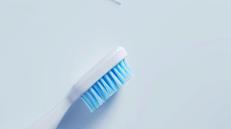 Dental care concept frame with toothbrush, tooth floss and toothpaste. Copy spaceの素材