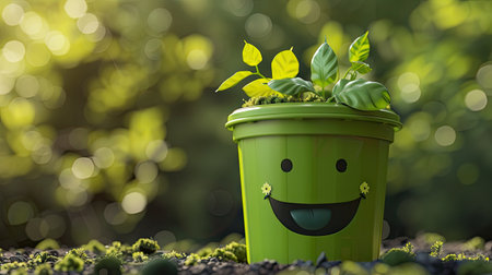 Eco-smiles: Cute bin for organic waste.の素材