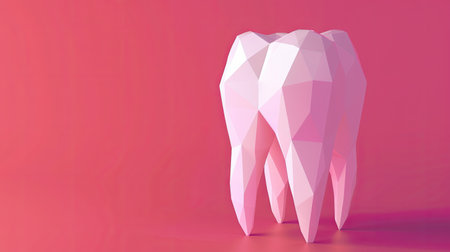 Dental teeth whitening - modern futuristic polygonal style, low poly illustration of a human toothの素材