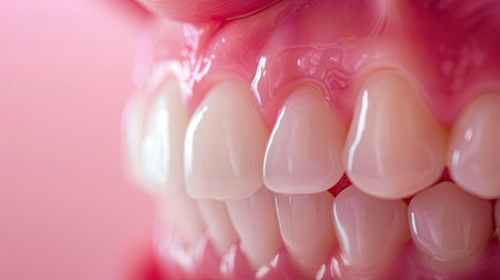 Dental perfection - clean teeth and gums, oral care concept, isolated background imageの素材