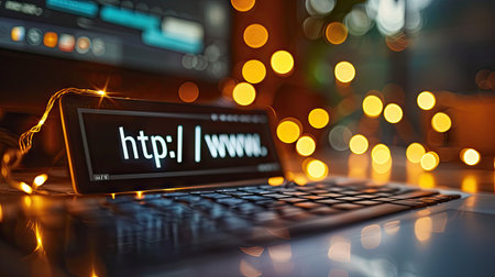 Computer screen closing with the web browser address bar, emphasizing the completion of online work and the importance of cybersecurity in the digital era.の素材