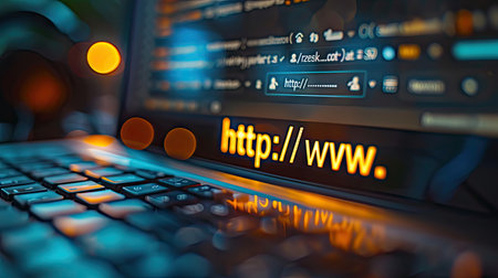 Computer screen closing with the web browser address bar, emphasizing the completion of online work and the importance of cybersecurity in the digital era.の素材