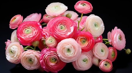 charm of a pink and white ranunculus bouquet, showcasing the soft and delicate floral arrangementの素材