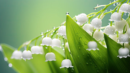 A different perspective on close-up lilies of the valley, showcasing delicate petals and botanical allureの素材