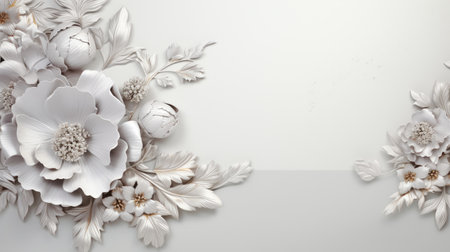 Vintage Royal silver background with intricate floral designs, creating an opulent and classic atmosphere."の素材