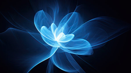 Abstract flower in radiant blue: A striking visual for innovative design and creative inspirationの素材
