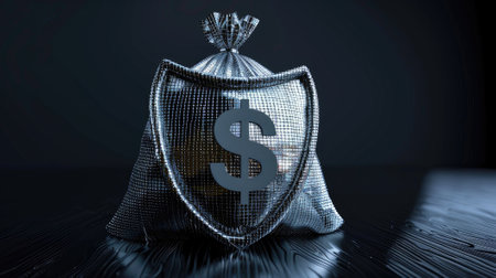 dollar-symbol bag shielded by a protective shield.の素材