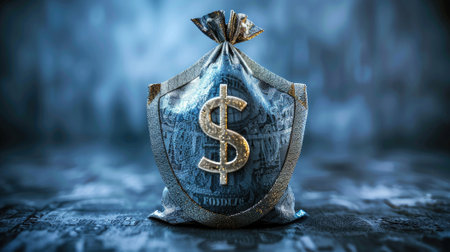 dollar-symbol bag shielded by a protective shield.の素材