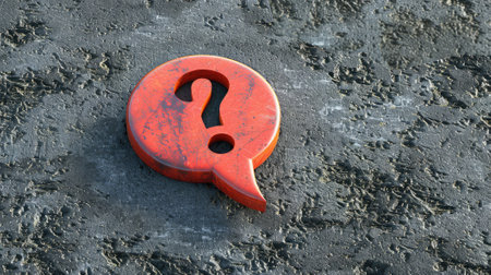 Engaging top view of a question mark symbol on a speech bubble.の素材