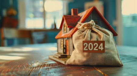 Captivating image of a house surrounded by money coins, symbolizing financial investment in real estate.の素材