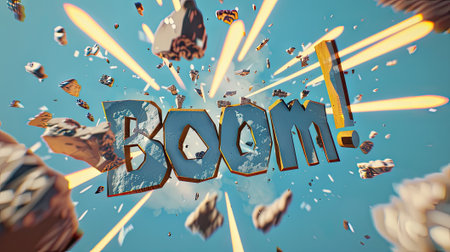 Dynamic Comic Boom! Speech Bubble with Explosive Comic Book Explosion. Playful and Vibrant Cartoon Element for Attention-Grabbing Designsの素材