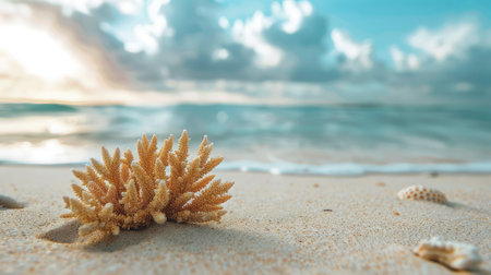 images featuring vibrant corals on a sandy beach.の素材