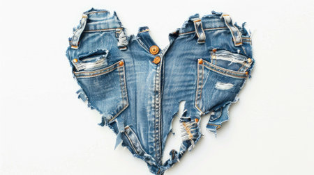 Our stock photo features a unique Valentine Jeans heart, isolated on white. Perfect for trendy fashion concepts and creative Valentine's Day designsの素材