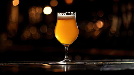 Our image captures a glass of beer on a dark background-brewed to perfection, showing the frothy goodness. Ideal for conveying the rich and refreshing experience of beer enjoymentの素材