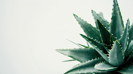 Our captivating image features an isolated aloe vera plant on a white background, symbolizing the purity and healing properties of this medicinal succulent. Perfect for promoting health and skincareの素材
