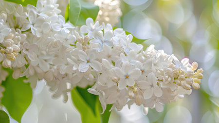 White lilacs in full bloom!の素材