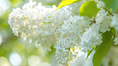 White lilacs in full bloom!の素材