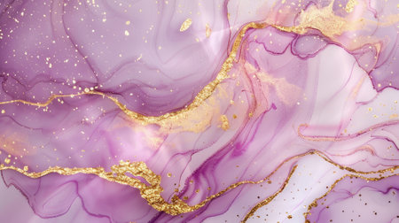 Elevate your design game with a pastel violet marble effect, featuring golden glitter linesの素材