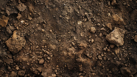 texture of a soil patch isolated, symbolizing Earth Day and ecological awareness.の素材
