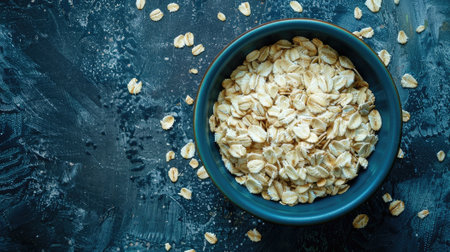 Healthy breakfast! Oatmeal in a bowl.の素材