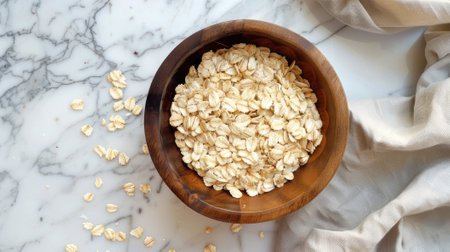 Healthy breakfast! Oatmeal in a bowl.の素材