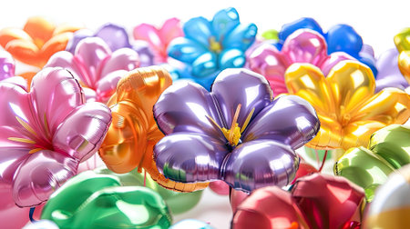 balloons flowers isolated on white. Perfect for marketing celebration decor, party planning, and the joyous atmosphere of festive occasionsの素材