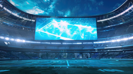 electronic billboard display at a stadium, isolated for your text or image.の素材