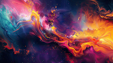 abstract background with vibrant colors resembling a gasoline spill, conveying energy, and dynamism, perfect for a creative and artistic representationの素材