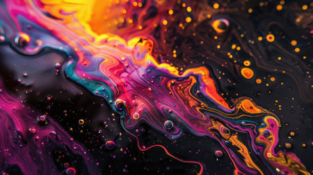 abstract background with vibrant colors resembling a gasoline spill, conveying energy, and dynamism, perfect for a creative and artistic representationの素材