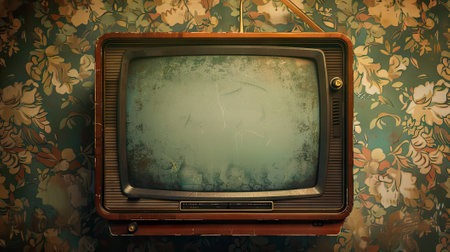 Vintage TV screen capturing the essence of classic television. Use as a unique background or texture for a nostalgic touch.の素材