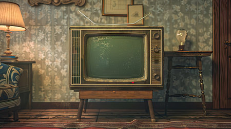 Vintage TV screen capturing the essence of classic television. Use as a unique background or texture for a nostalgic touch.の素材