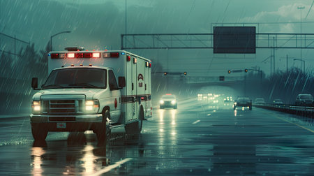 Isolated View of The Ambulance Car Emergency Assistance Vehicle.の素材