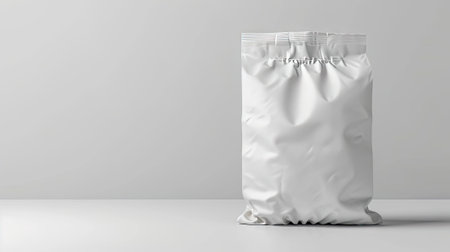 Branding Canvas - A realistic mockup of an empty bag of cereals with foil on a white background.の素材
