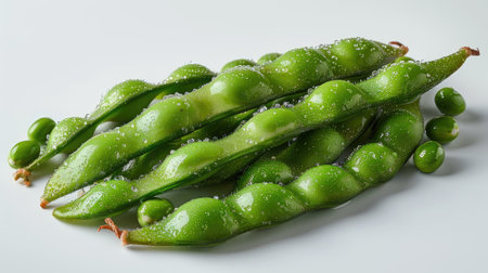 edamame on a clean white background. Traditional, delicious, and perfect for culinary presentationsの素材