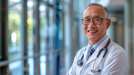 hief physician with a happy and confident expression.の素材