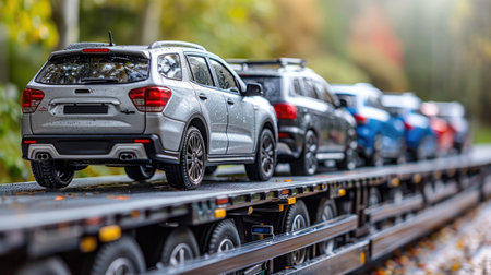 Reliable transport showcased car transporter transports carsの素材