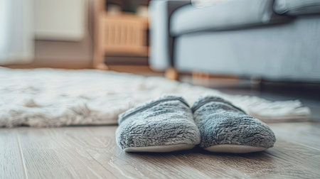 Beauty of Home Comfort with Our Gray Soft Slippers Collection. Embrace Cozy Living Today!の素材