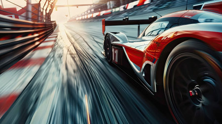 Closeup captures the spinning wheel as the race car tackles the corner, showcasing the adrenaline-fueled action.の素材