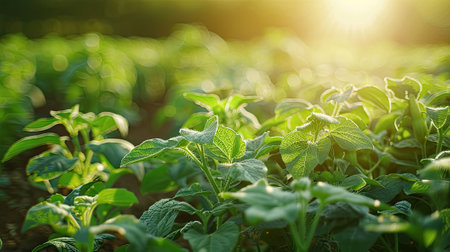 lush greenery of a potato field,の素材