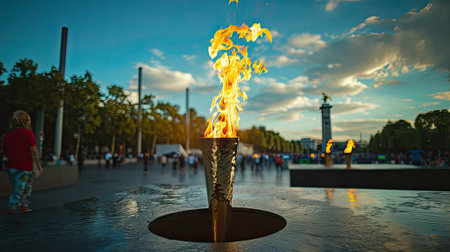 In Paris, the Olympic Flame arrives, heralding the dawn of the 2024 Summer Olympics. Feel the excitement as the world units in sport. Invest in the spirit of Olympic glory.の素材