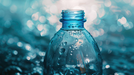 Explore the concept of plastic recycling through a toned image of a bottle, advocating for responsible use and conservation of resources.の素材