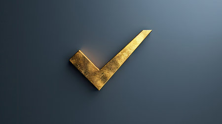 Celebrate success with an opulent image featuring a big gold check mark. Symbolizing achievement and luxury, evoking aspiration and determinationの素材