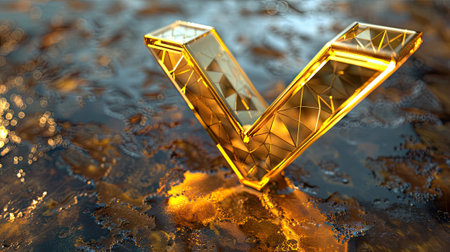 Celebrate success with an opulent image featuring a big gold check mark. Symbolizing achievement and luxury, evoking aspiration and determinationの素材